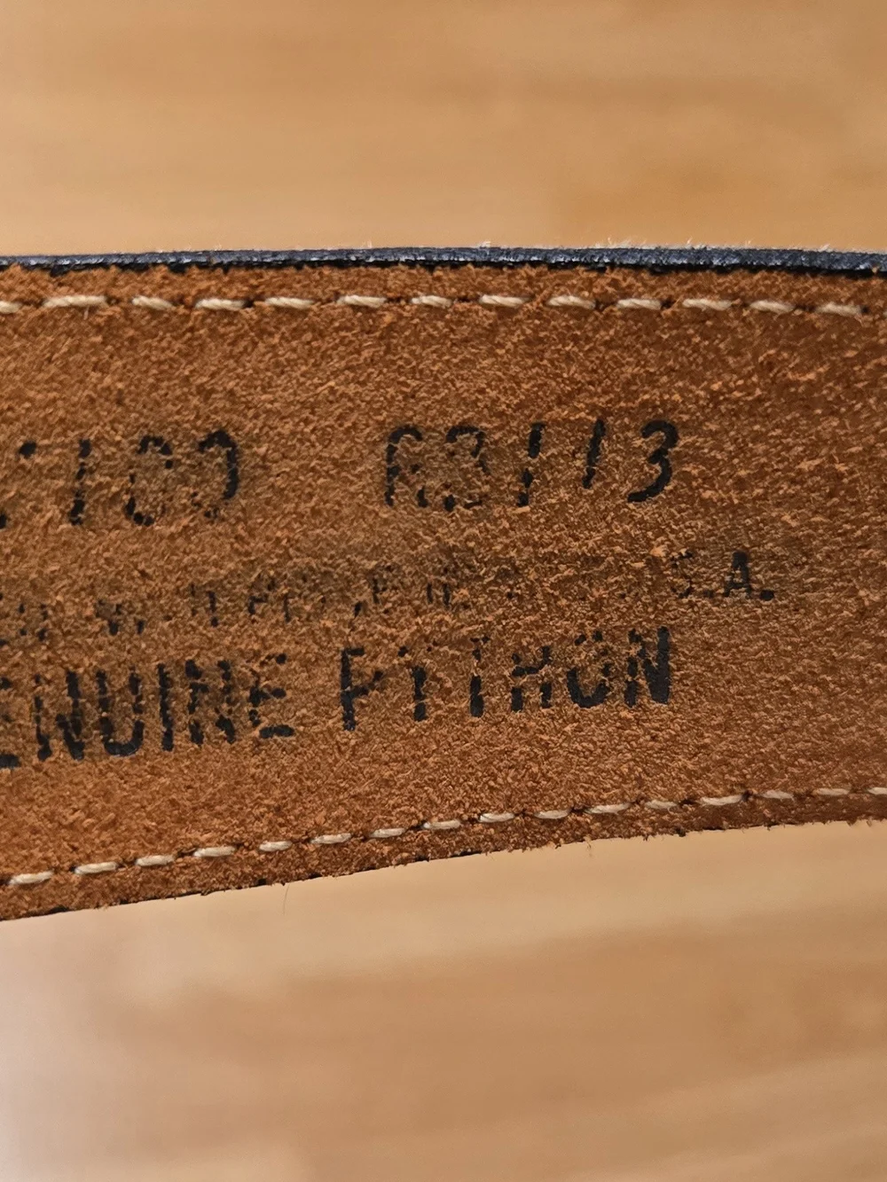 ACME Snake-Print Belt in Brown and Black Genuine Python Vintage - Picture 4 of 12